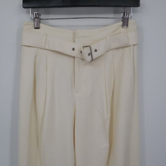 J. Crew Belted Twill Trouser Women 0 Cream Coastal Flowy Professional Career NWT - Picture 10 of 16